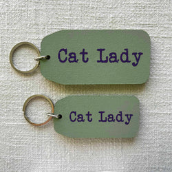 Cat Lady - Wooden Key Tag