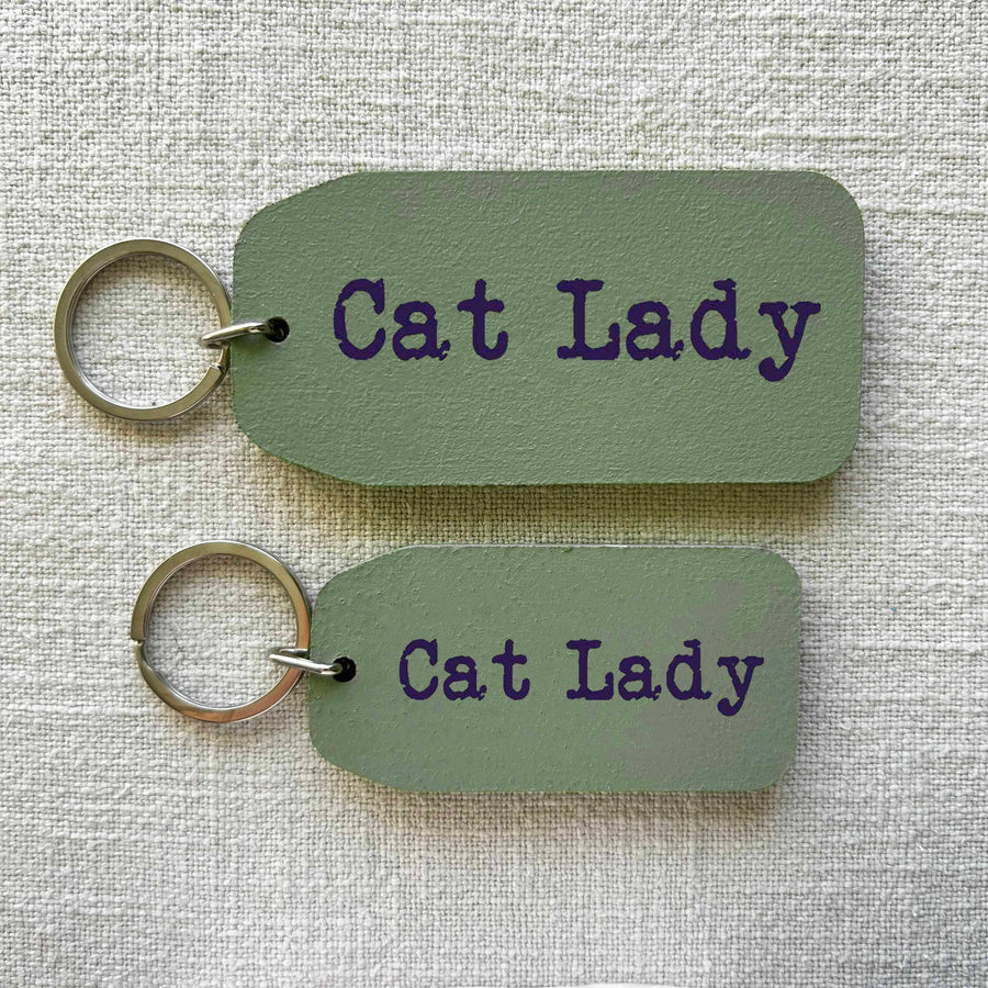 Cat Lady - Wooden Key Tag