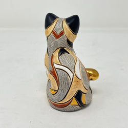 De Rosa Rinconada "Calico Cat" Figurine F107 – Handcrafted Ceramic, 24k Gold & Platinum Accents
