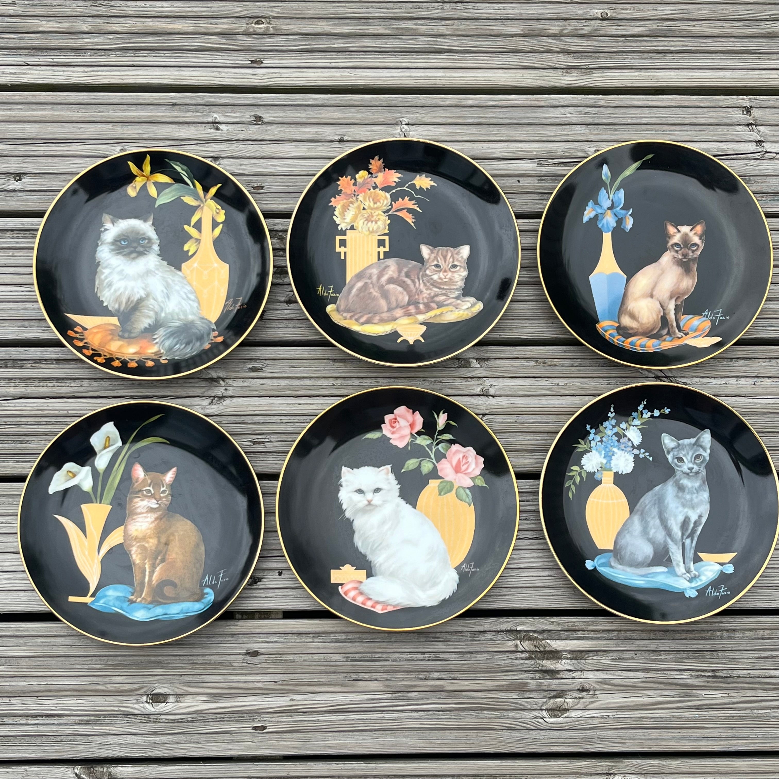 Vintage Sophisticated Ladies Set of 6 Plates by Bradex / Aldo Fazio