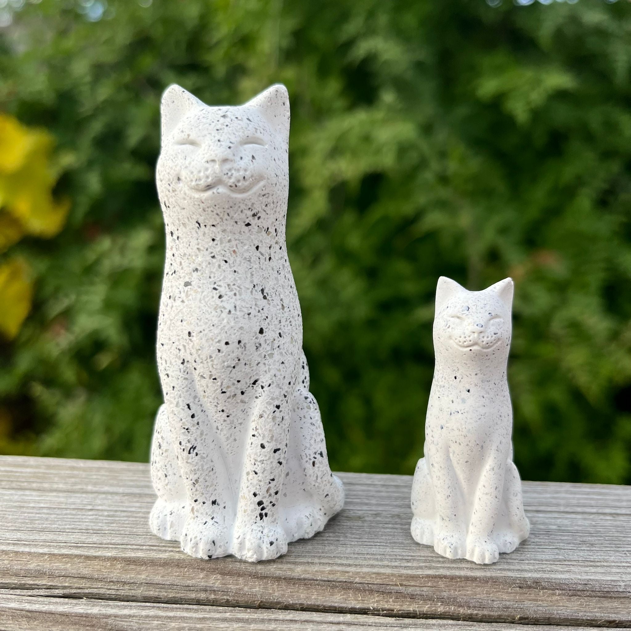 Silver Granite Stone Feral Cat & Kitten Pair