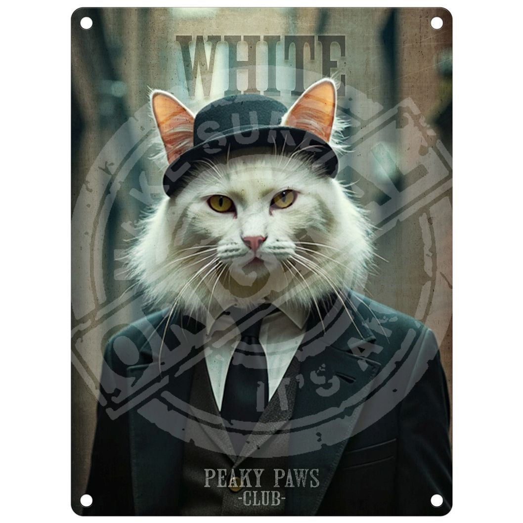 Peaky Paws, White Cat Magnet
