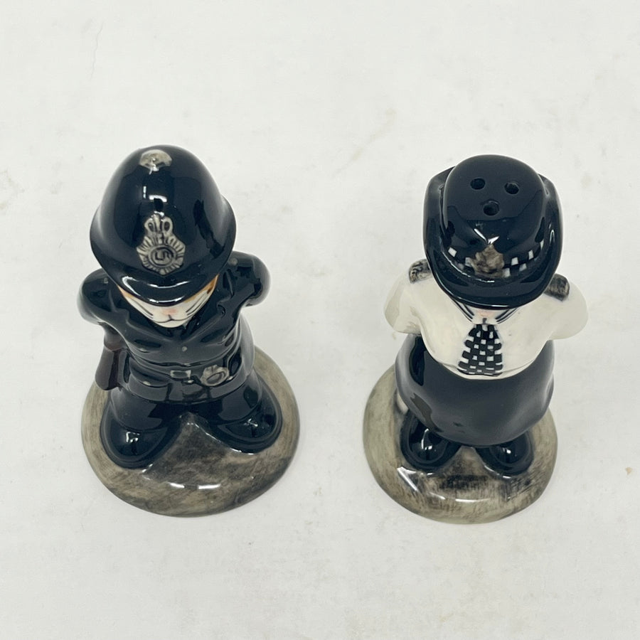 Vintage Quail Pottery Police Cats Salt & Pepper Set