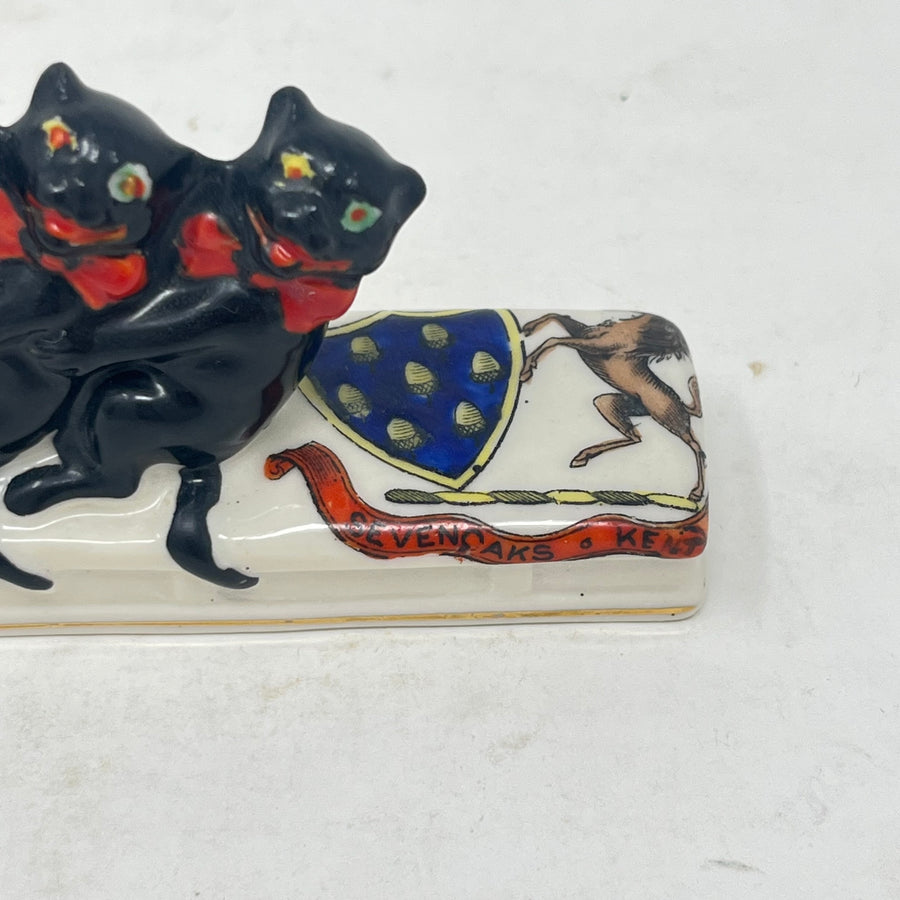 RARE Arcadian Crested China Black Cats on Sledge – Model #23 – Sevenoaks Crest