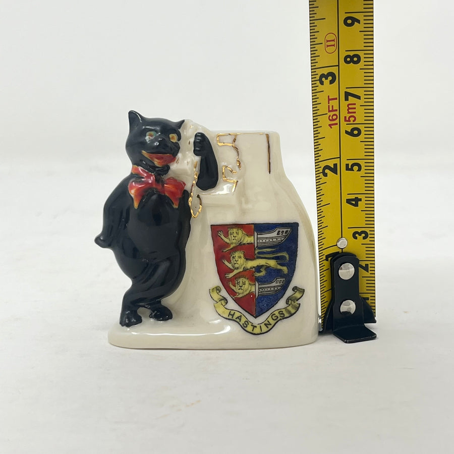 Rare Antique Arcadian Crested China Lucky Black Cat – Model #4 – Hastings Crest