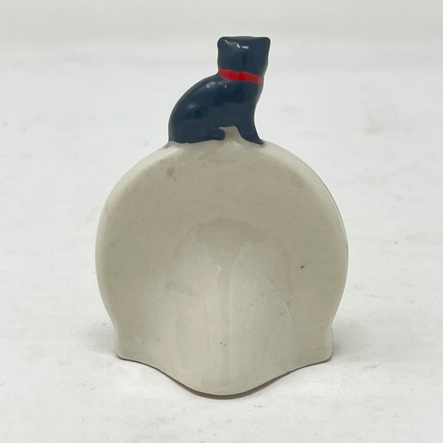 Vintage Arcadian Crested China Lucky Black Cat on Horseshoe - Langport Crest - c.1924