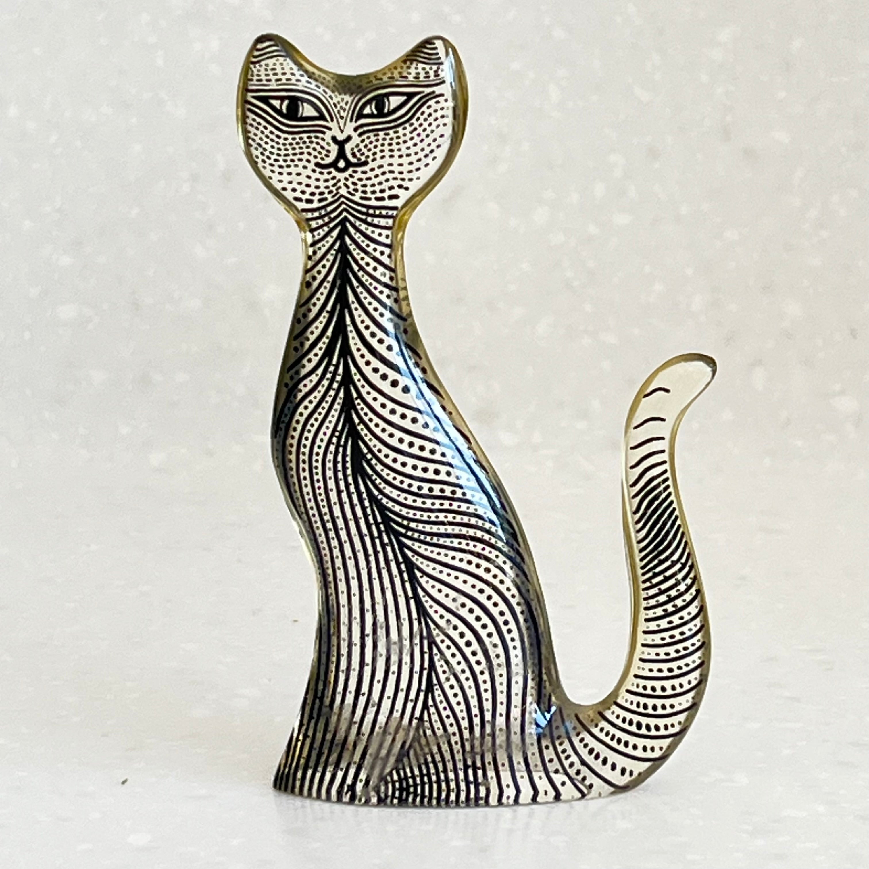 Vintage Abraham Palatnik Lucite Cat Sculpture 10cm