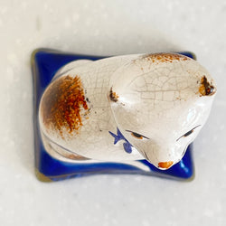 Vintage Staffordshire Cat on Cushion 10cm