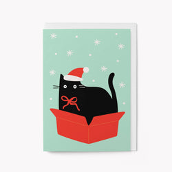 Cat in a Box Christmas card