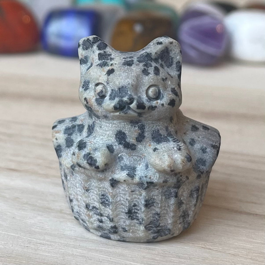 Dalmation Cat in Basket Gemstone