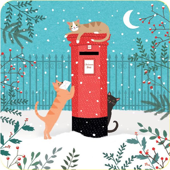 Paquete de tarjetas benéficas de lujo Christmas Village Cats