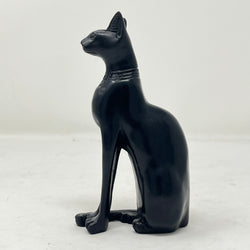 Ancient Egyptian Bastet Cat Goddess Statue Figurine - Black Resin