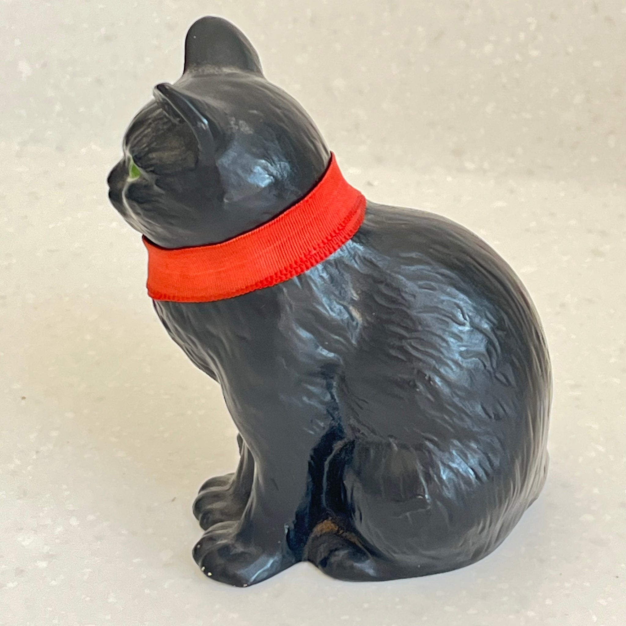 Vintage Sylvac Matt Black Cat with Red Ribbon Model 1086