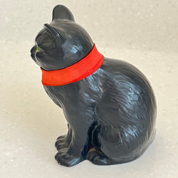 Vintage Sylvac Matt Black Cat with Red Ribbon Model 1086