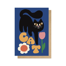 Cat and Tulip Greetings Card