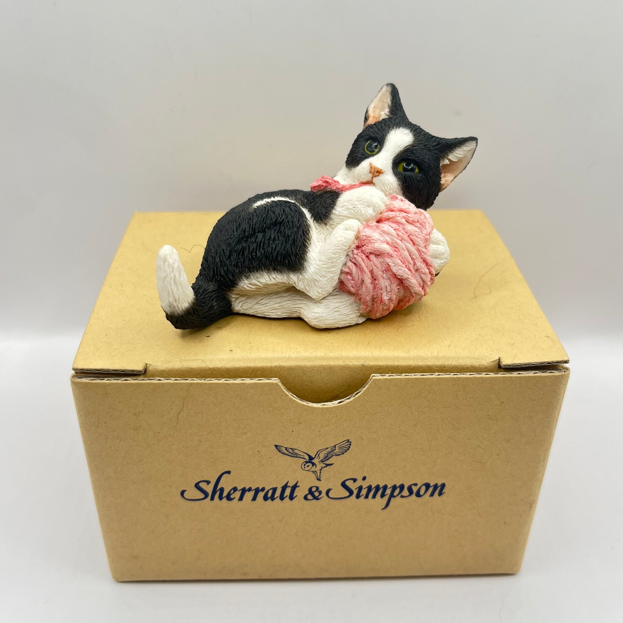 Vintage Sherratt & Simpson Black & White Kitten & Wool (Boxed)