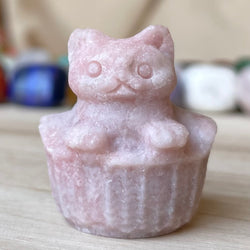 Pink Opal Cat in Basket Gemstone
