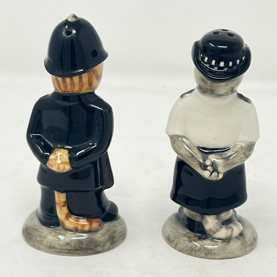 Vintage Quail Pottery Police Cats Salt & Pepper Set