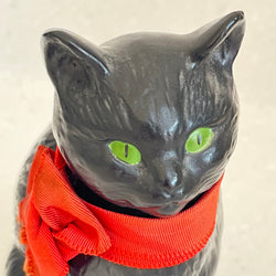 Vintage Sylvac Matt Black Cat with Red Ribbon Model 1086