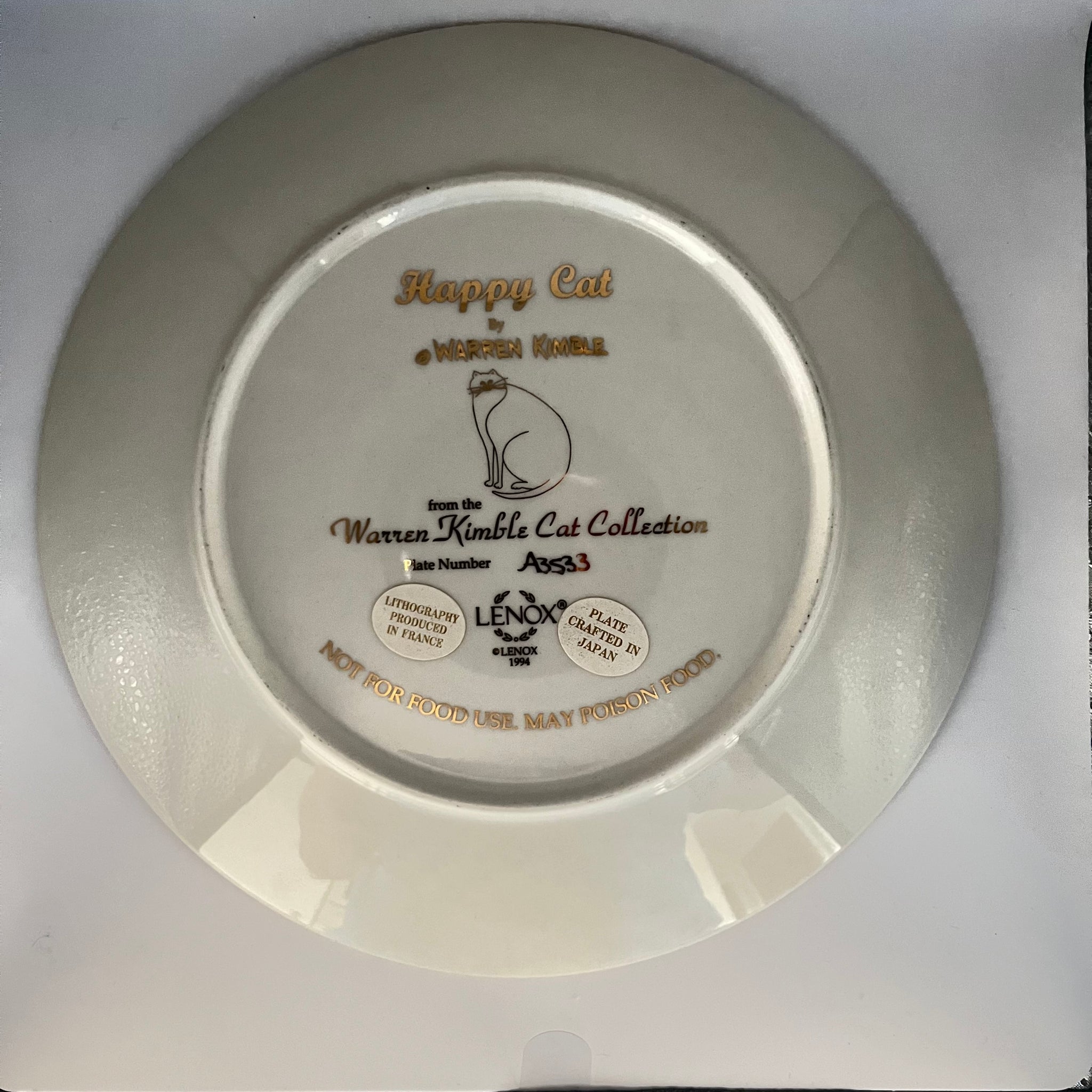 Vintage Plate Happy Cat by Warren Kimble / Lenox