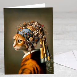 Vemeer Ginger Cat Greetings Card