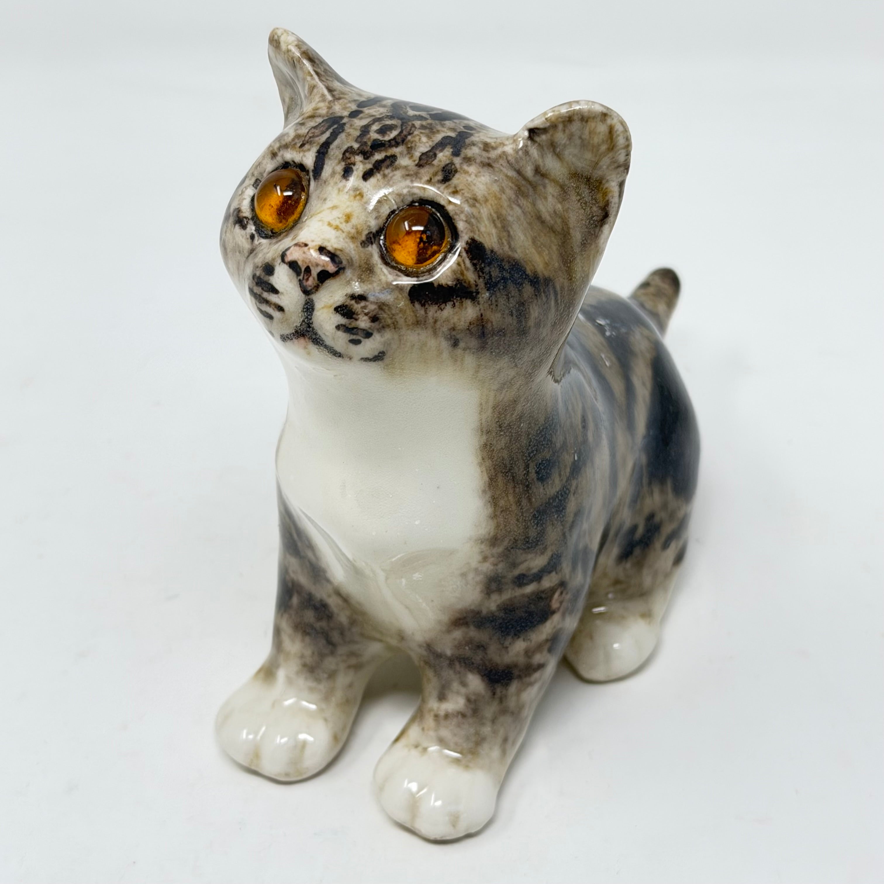 Winstanley Tabby & White Cat Looking Up - Size 1