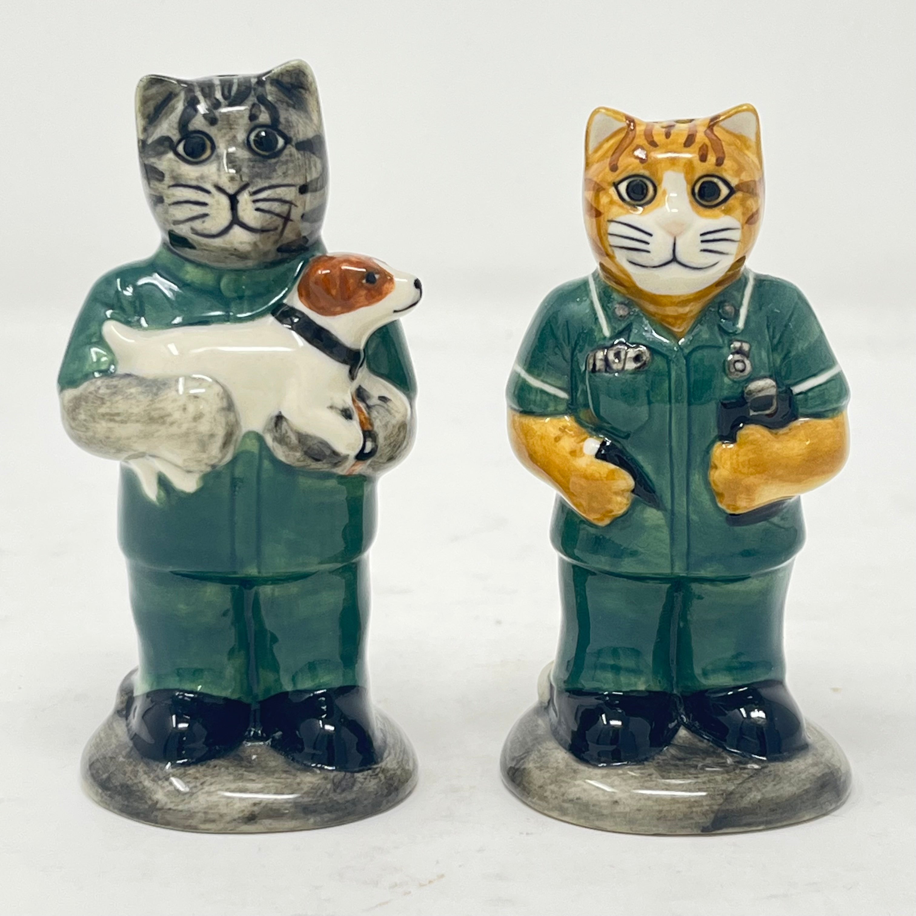 Vintage Quail Pottery Veterinary Cats Salt & Pepper Set