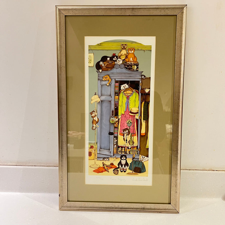 Feline Frippery, Linda Jane Smith Vintage Framed Limited Edition Print
