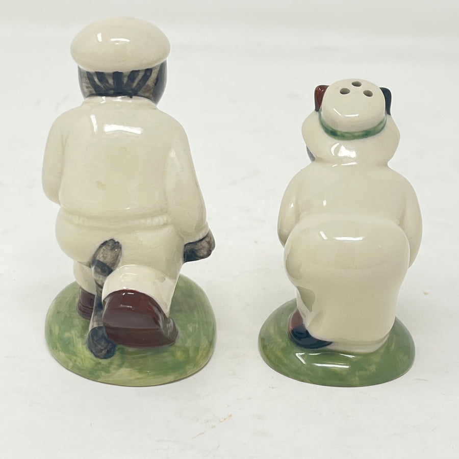 Vintage Quail Pottery Lawn Bowls Cats Salt & Pepper Set