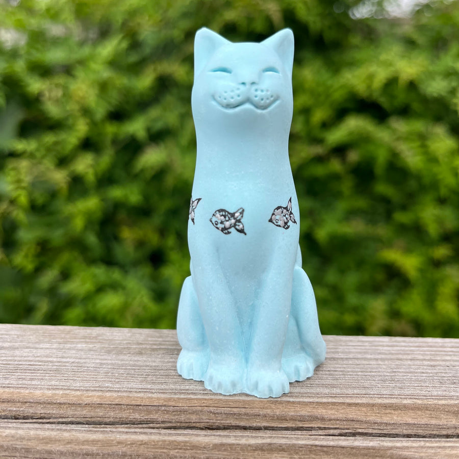 Cat Fish Hand Coloured Original Lucky Cat