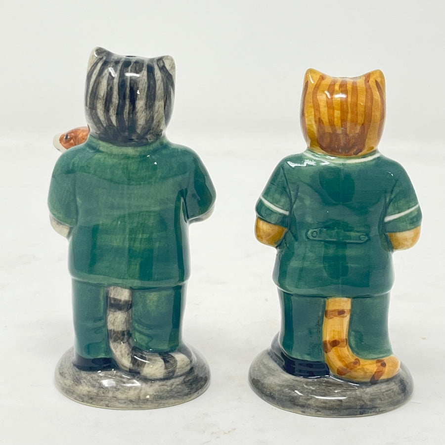 Vintage Quail Pottery Veterinary Cats Salt & Pepper Set