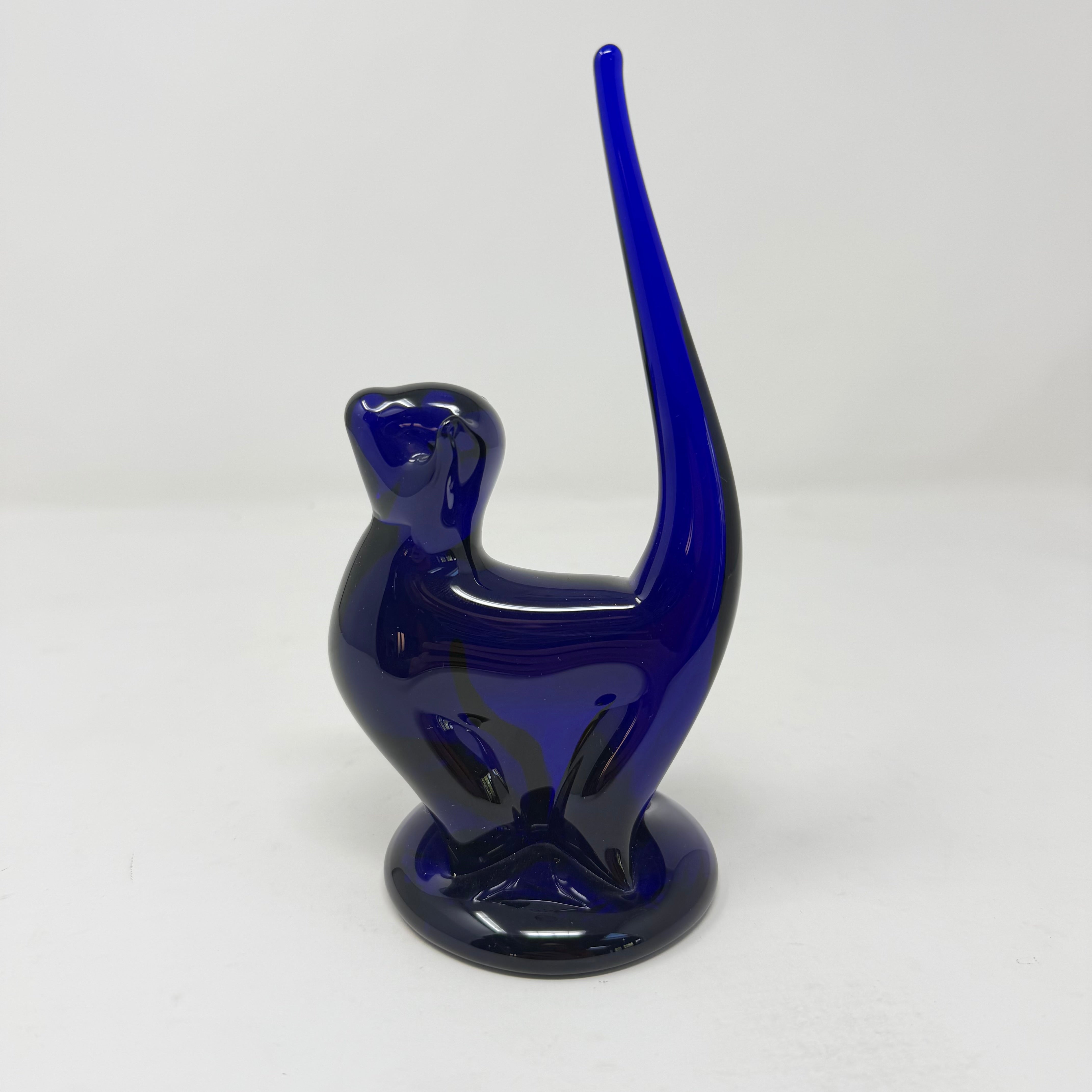 Vintage Bristol Blue Glass Cat