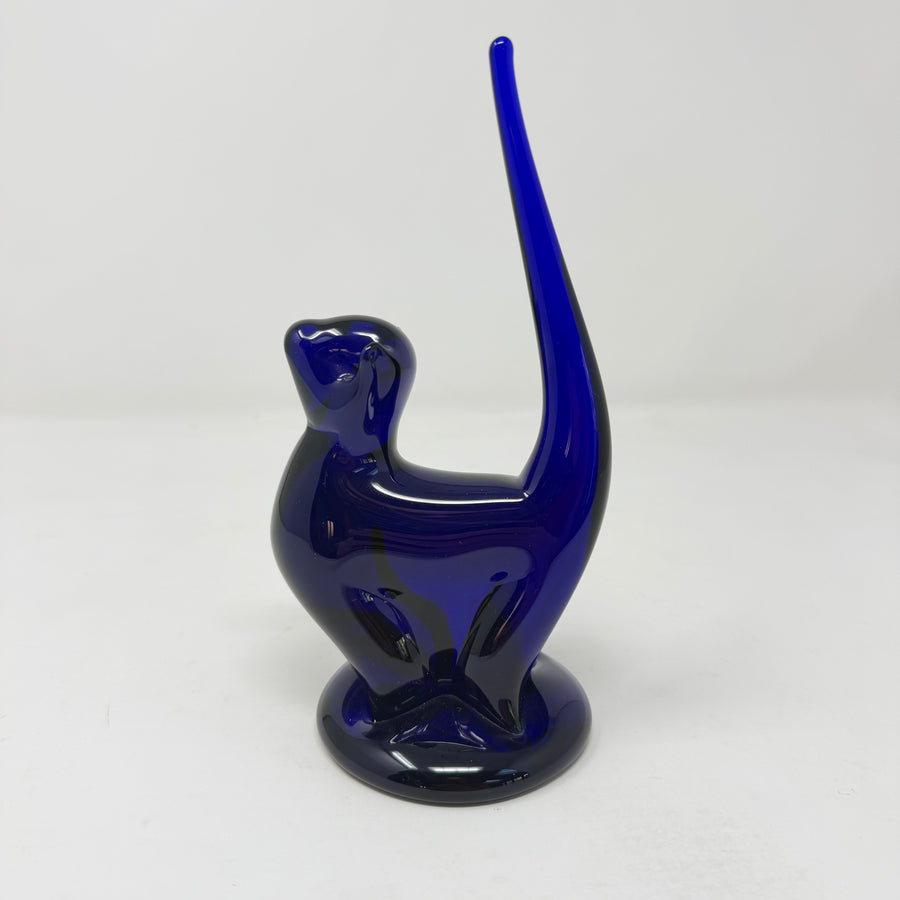 Vintage Bristol Blue Glass Cat