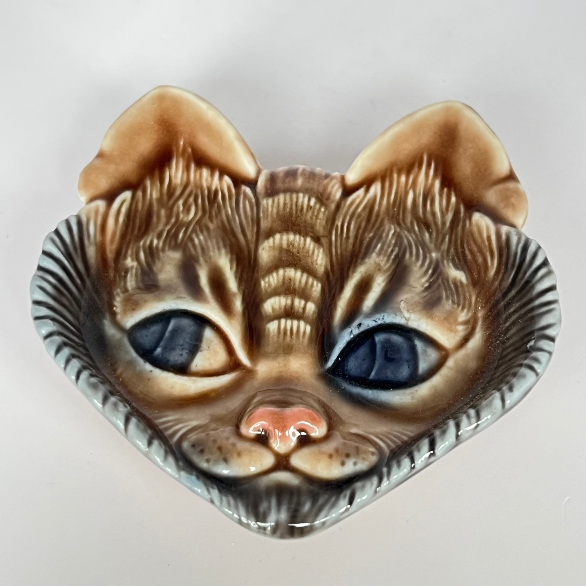 Vintage Wade Cat Face Trinket Dish