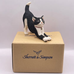 Vintage Sherratt & Simpson Black & White Cat Stretching (Boxed)