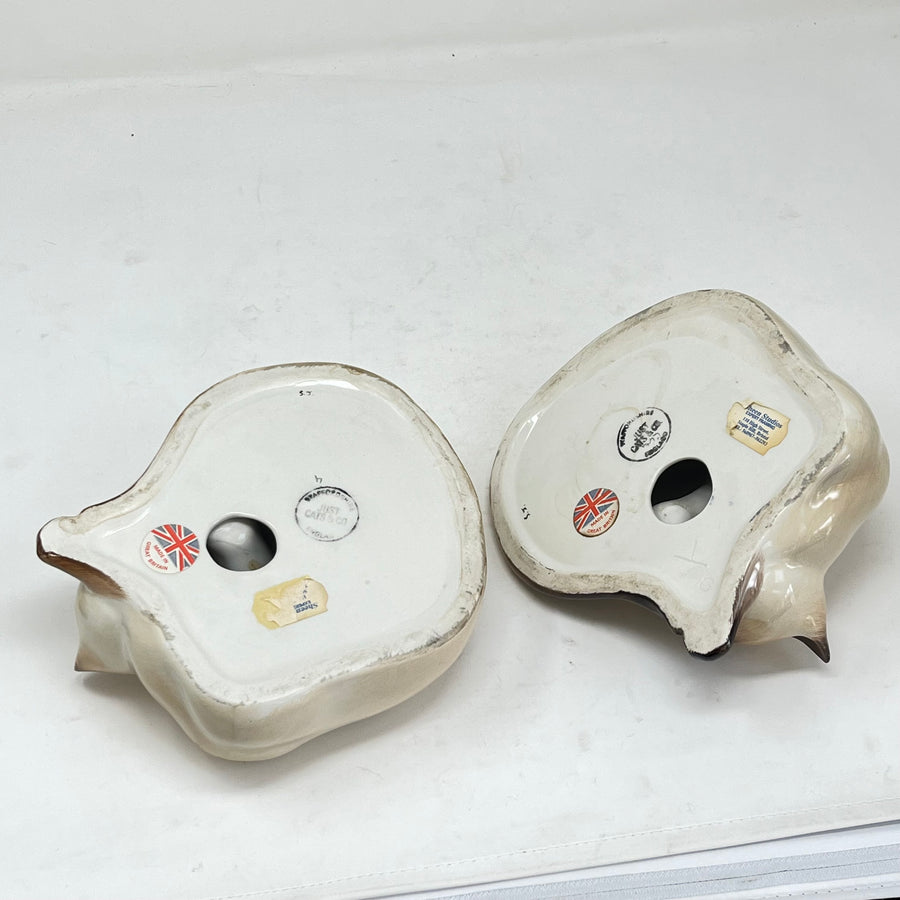 Rare Pair: Just Cats & Co. Siamese Figurines – Early Hand-Painted "SM" – Excellent Vintage Condition