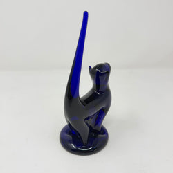 Vintage Bristol Blue Glass Cat