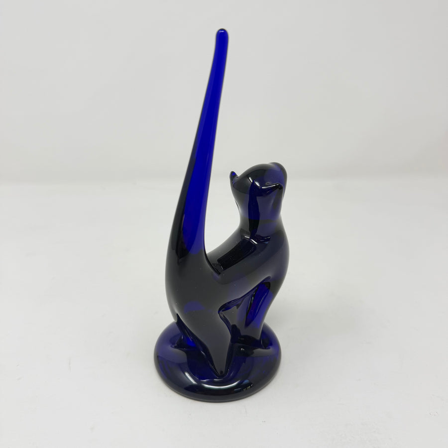 Vintage Bristol Blue Glass Cat