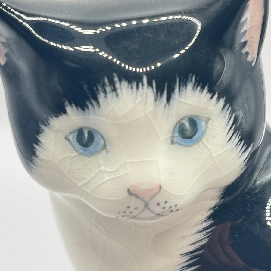 Vintage Black & White Cat Sitting Up