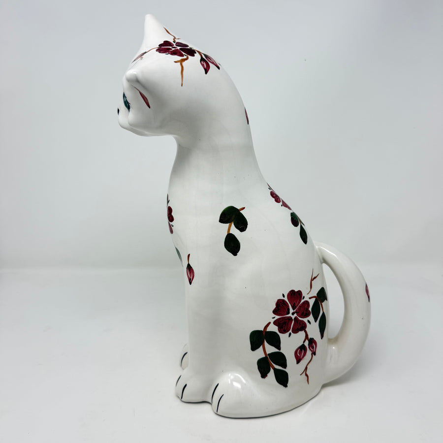 Vintage CH Brannam Floral Tall Cat 34cm