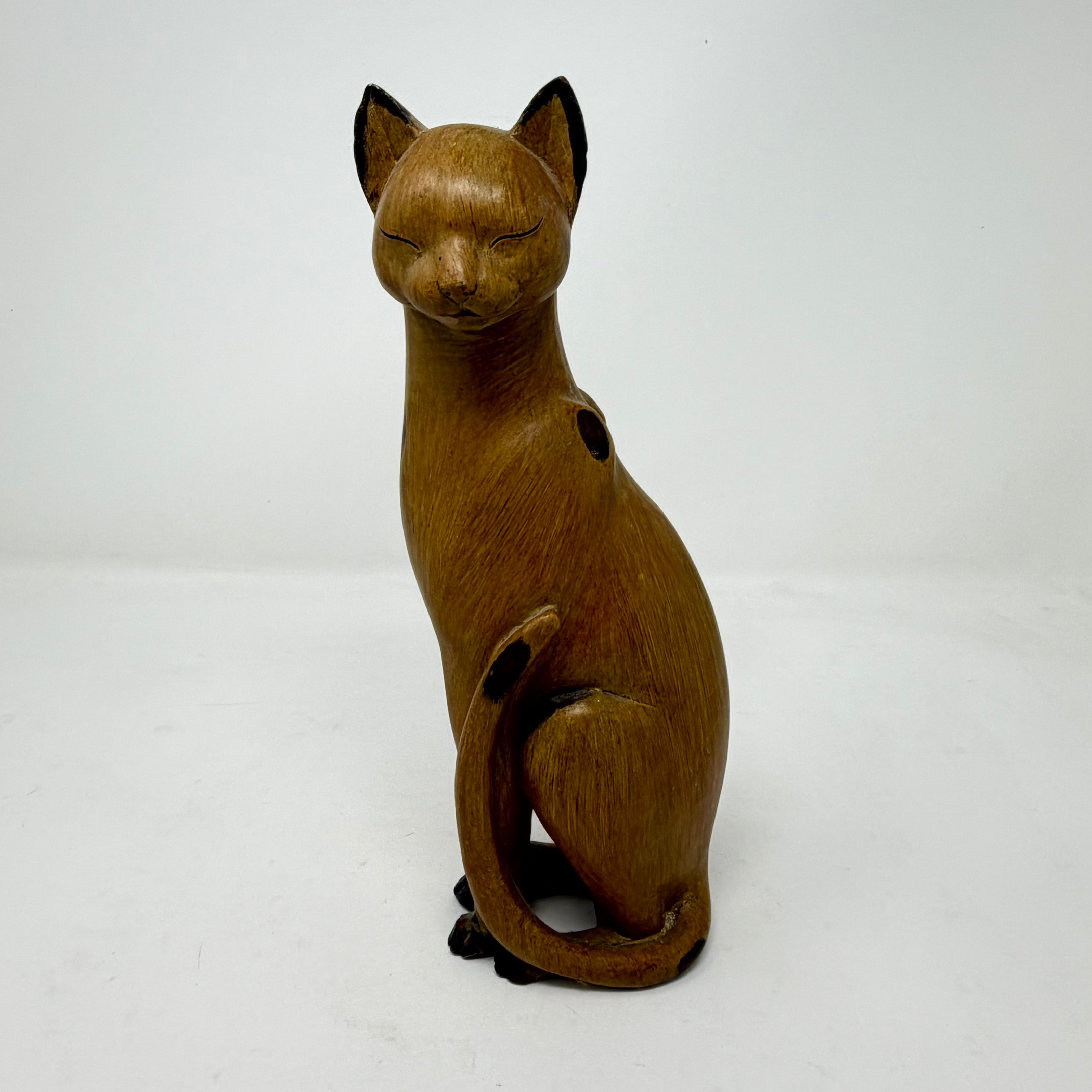 Vintage Tall Wooden Mid-Century Cat