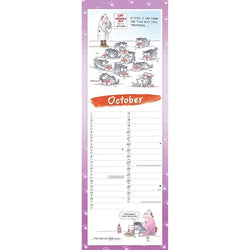 October 2027 page of Nine Lives Slimline calendar  with cartoon illustrations on a white background