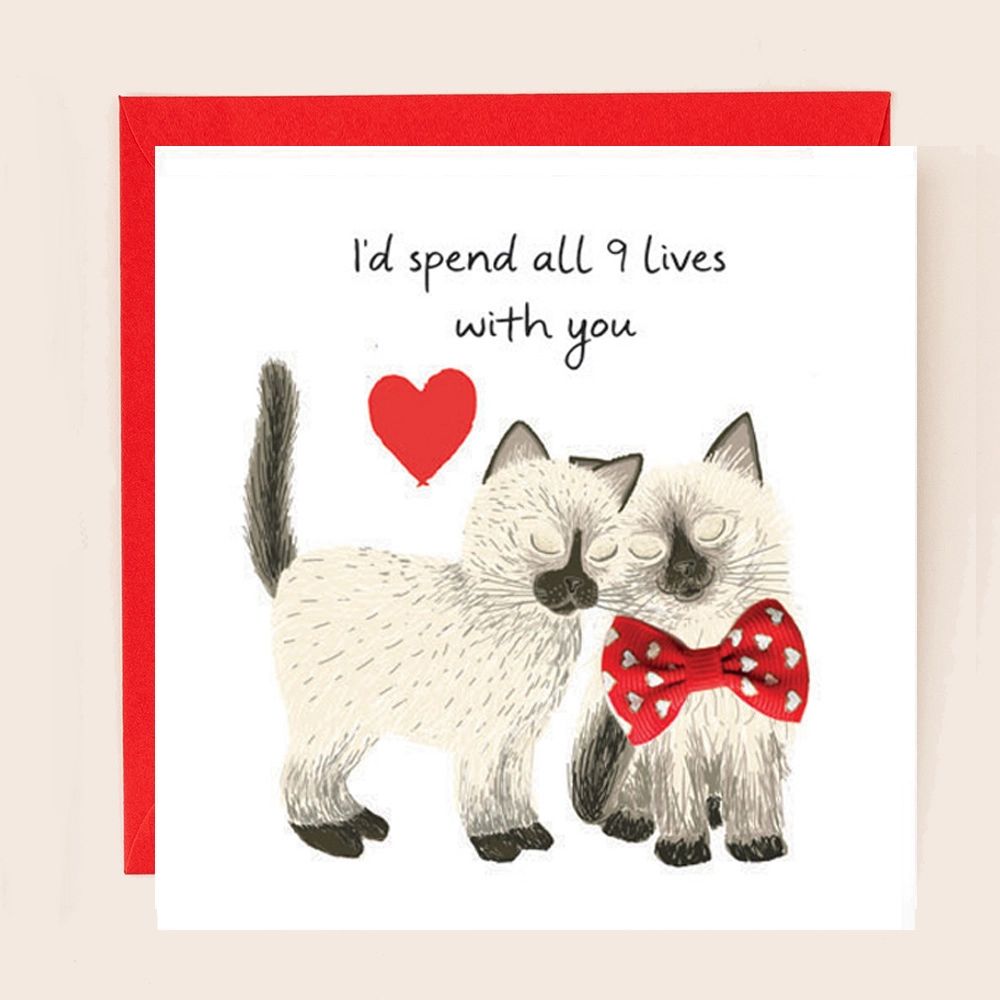 9 Lives with You Valentines Ribbon Card