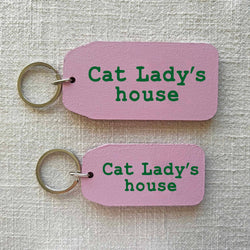 Cat Lady’s House - Wooden Key Tag