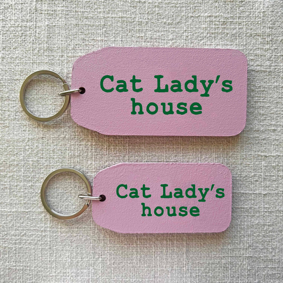 Cat Lady’s House - Wooden Key Tag