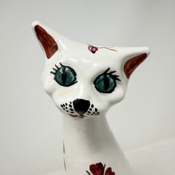 Vintage CH Brannam Floral Tall Cat 34cm