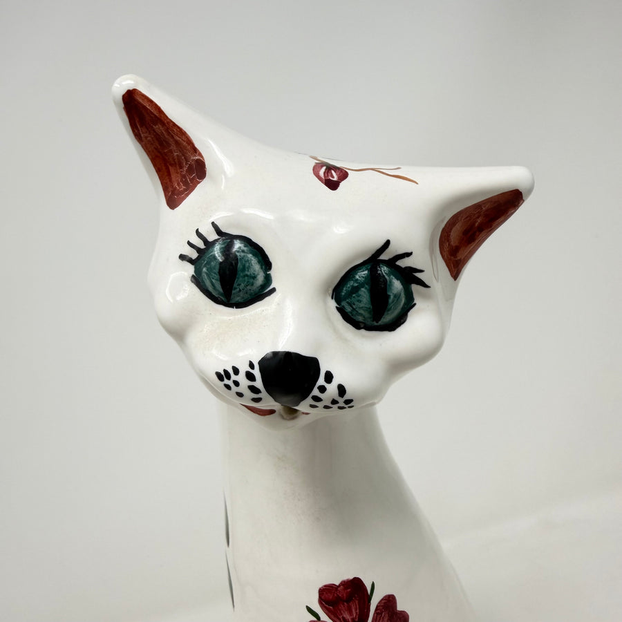 Vintage CH Brannam Floral Tall Cat 34cm
