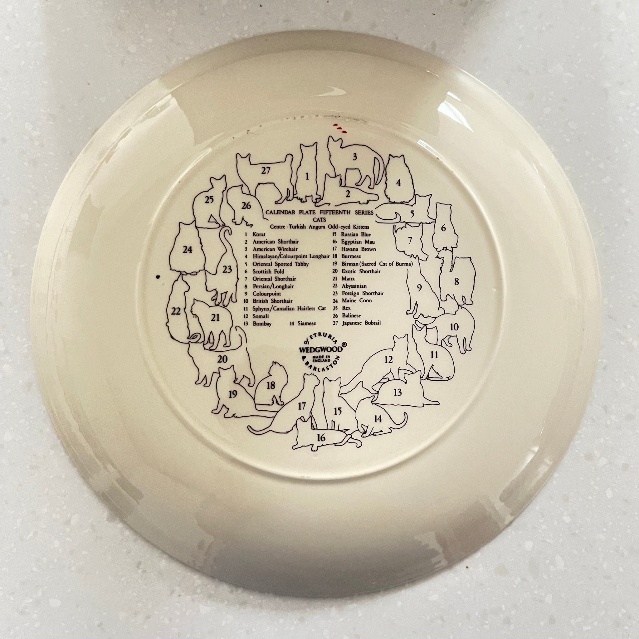 Decorative plate with animal illustrations and text on a white background
