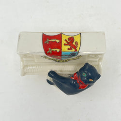 Antique Crested China Piano Cat – Dedham Crest – J & S England c. 1900s
