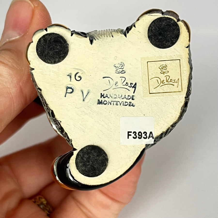 Vintage De Rosa Blue Stripy Cat Paw Raised F393A